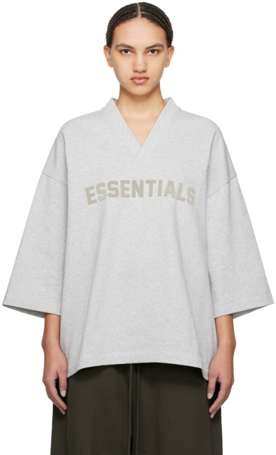 Shop Essentials Gray Football T-shirt In Light Heather Grey