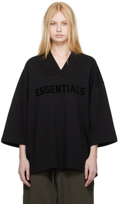 Shop Essentials Black Football T-shirt In Jet Black