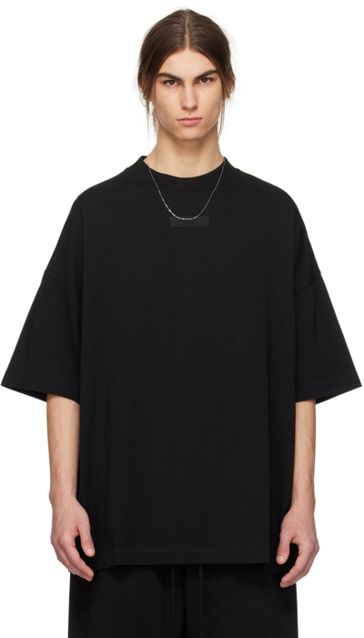 Shop Essentials Black Crewneck T-shirt In Jet Black