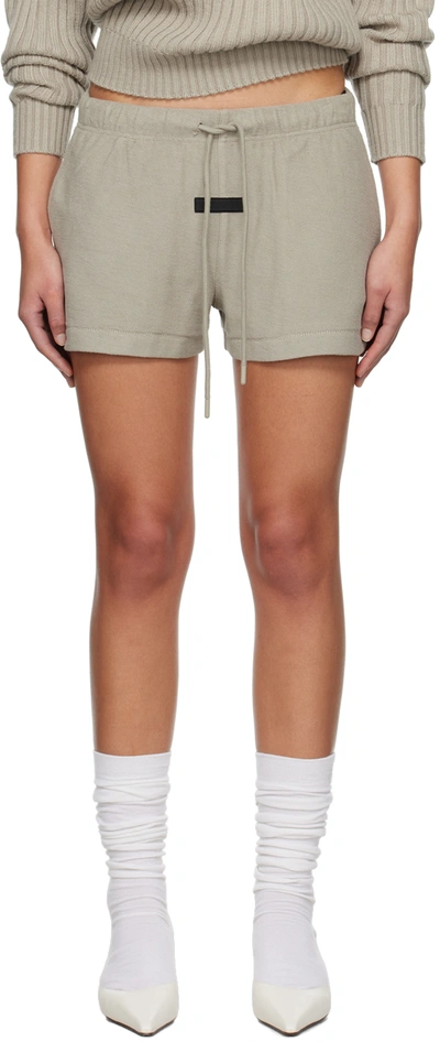 Shop Essentials Gray Patch Shorts In Seal