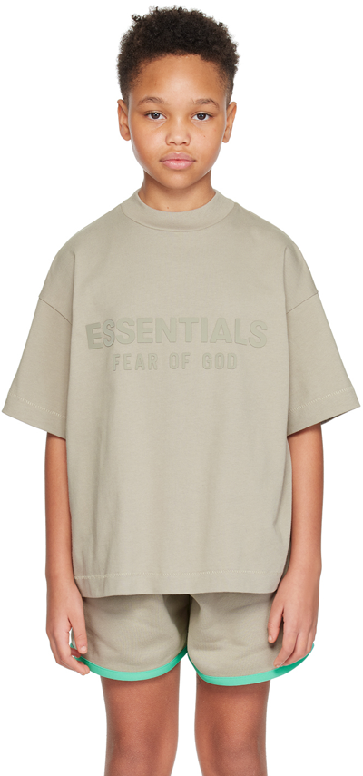 Shop Essentials Kids Gray Crewneck T-shirt In Seal