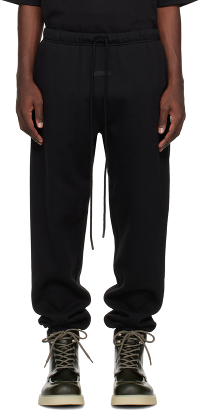 Shop Essentials Black Drawstring Sweatpants In Jet Black