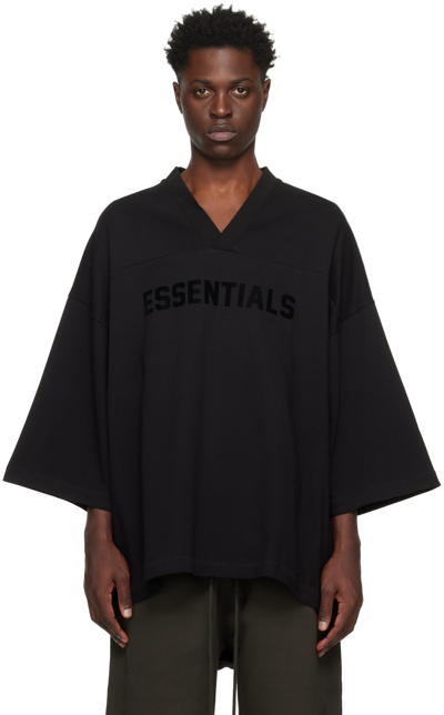 Shop Essentials Black Football T-shirt In Jet Black