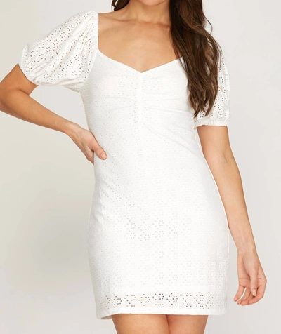 Shop She + Sky Eyelet Mini Dress In Off White