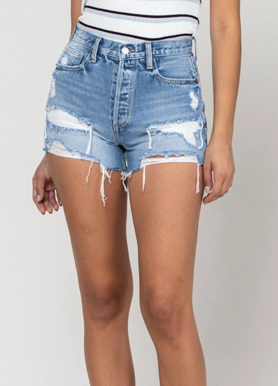 Shop Cello Button Fly Jean Shorts In Light Wash In Blue