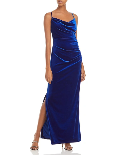 Shop Laundry By Shelli Segal Womens Velvet Ruched Evening Dress In Blue