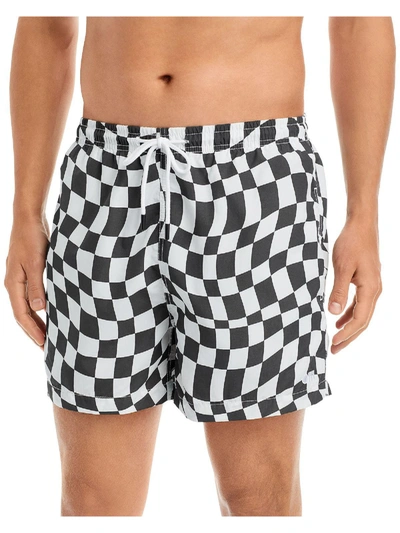 Shop Solid & Striped Mens Checkered Swim Trunks In Black