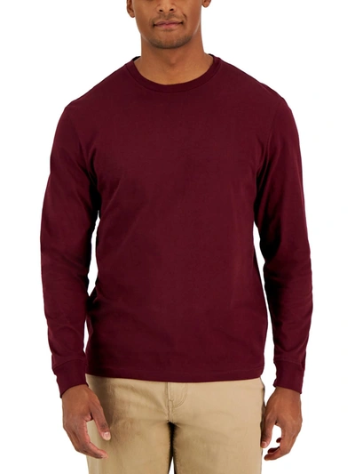 Shop Club Room Mens Crewneck Long Sleeve T-shirt In Red