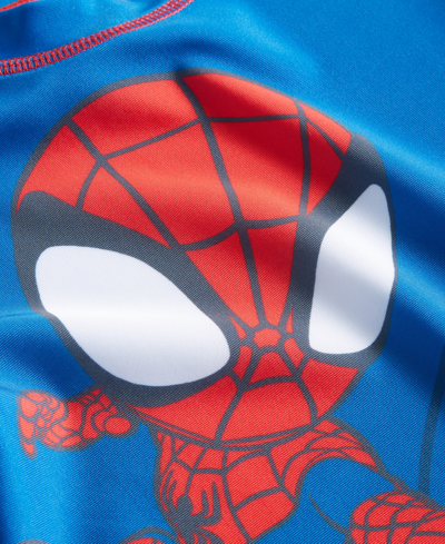 Shop Spider-man Toddler Boys Rash Guard & Swim Trunks, 2 Piece Set In Blue