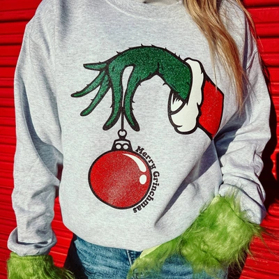 Shop Prickly Pear Tx Unisex Merry Mean One Sweatshirt In Ash In Grey