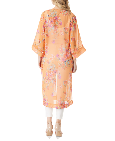 Shop Jessica Simpson Women's Caelan Floral-print Duster Kimono In Autumn Sun