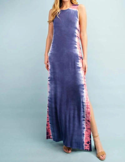 Shop Fsl Apparel Jersey Tie Dye Maxi Dress In Navy In Blue