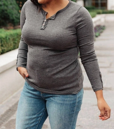 Ave Shops By The Fireplace Thermal Top In Charcoal In Pink