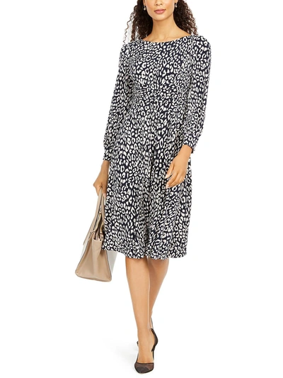 Shop Jessica Howard Womens Cheetah Print Boatneck Midi Sheath Dress In Multi