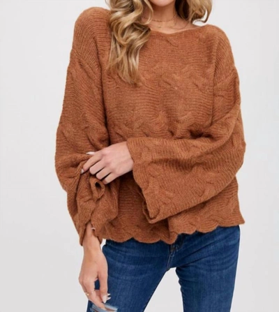 Shop Bluivy Boat Neck Cable Knit In Brown