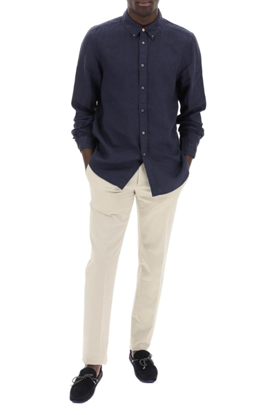Shop Ps By Paul Smith Linen Button-down Shirt For In Blue