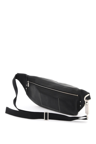 Shop Rick Owens Leather Kangaroo Pouch In Black