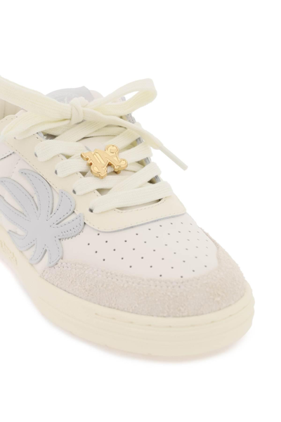 Shop Palm Angels Palm Beach University Sneakers In White,grey,light Blue