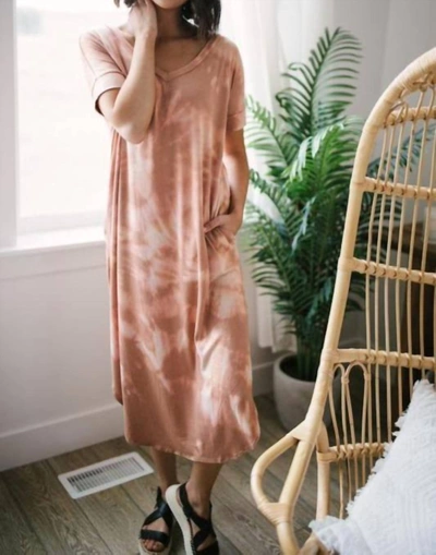 Zenana Ray Of Light Tie Dye Dress In Eggshell In White