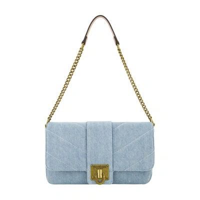 True Religion Denim Brass Hardware Flap In Blue