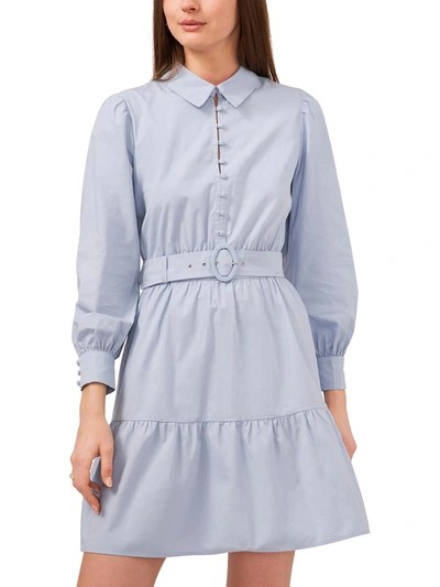 Shop Msk Womens Tiered Belted Shirtdress In Blue
