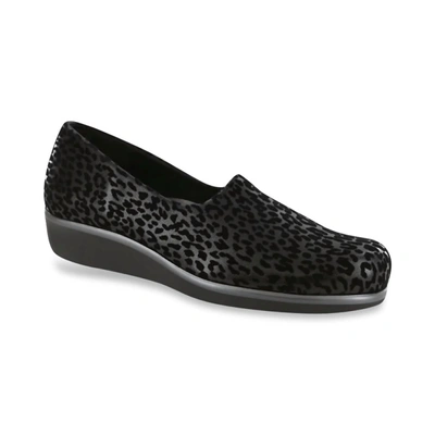 Sas Women's Bliss Slip On Wedge - Double Wide In Black Leopard In Multi