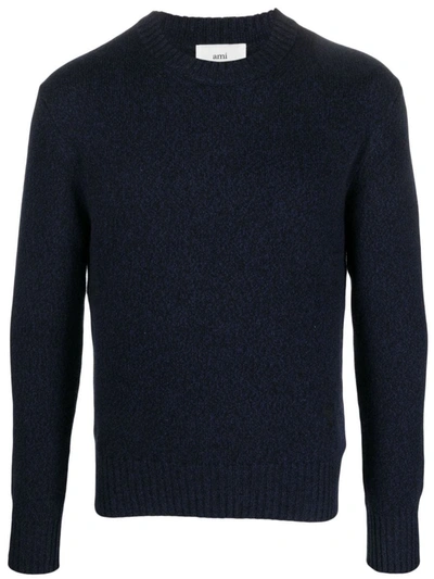 Shop Ami Alexandre Mattiussi Ami Paris Ami De Coeur Cashmere Sweater In Blue