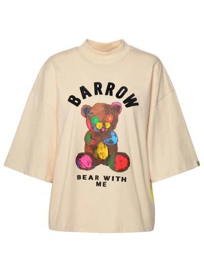 Shop Barrow Beige Cotton T-shirt In Avorio