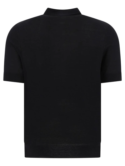 Shop Brunello Cucinelli Polo Shirt In Cotton And Linen Blend In Black