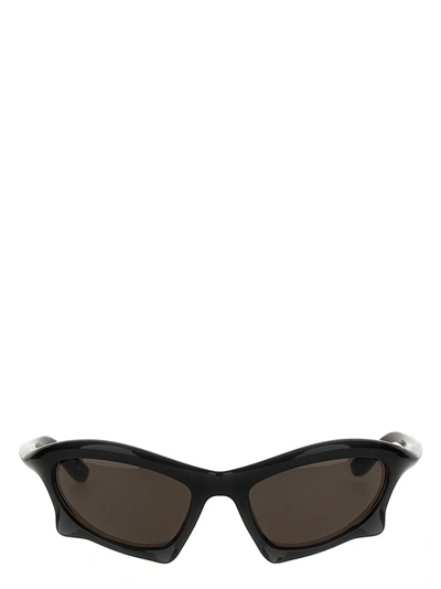 Shop Balenciaga Bat Rectangle Sunglasses Black