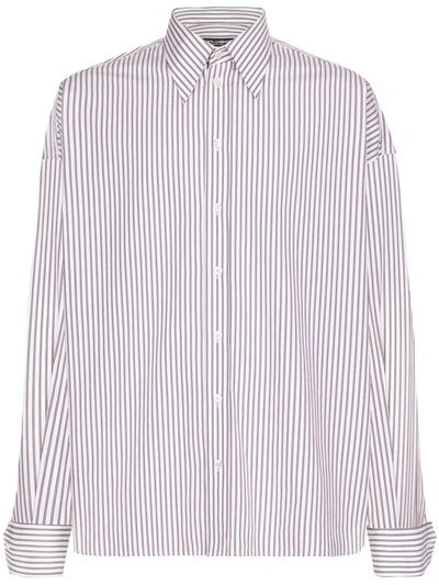 Shop Dolce & Gabbana Oversized Striped Shirt In Multicolour