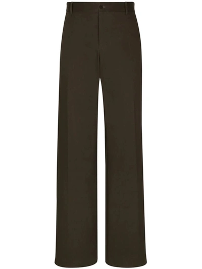 Shop Dolce & Gabbana Wide Leg Trousers In Brown