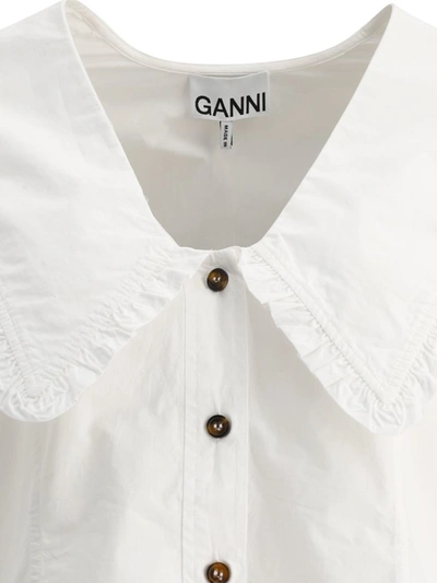 Shop Ganni Poplin Shirt In White