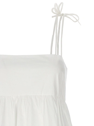 Shop Ganni Bow Midi Dress Dresses White