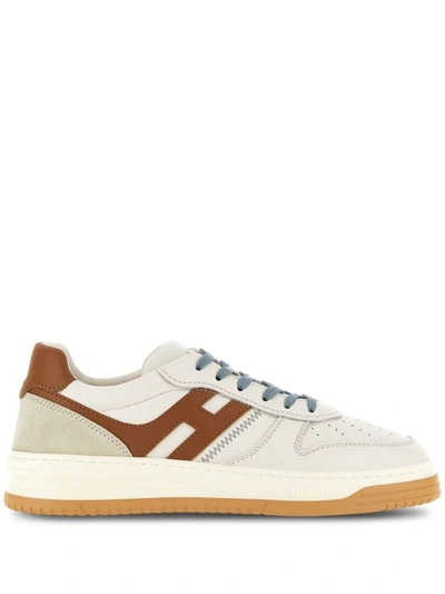 Shop Hogan H630 Leather Sneakers In Leather Brown