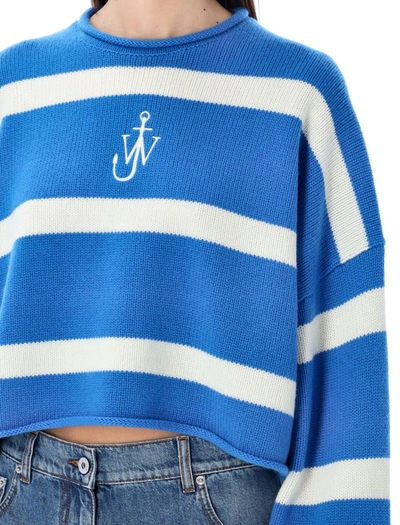 Shop Jw Anderson J.w. Anderson Wool Blend Striped Jumper In Blue White Stripe