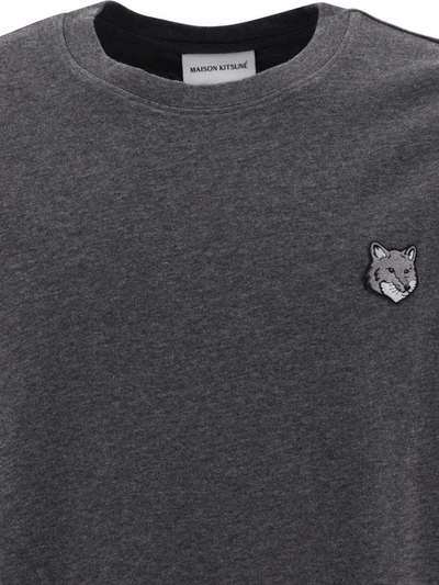 Shop Maison Kitsuné "tonal Fox Head" T-shirt In Grey