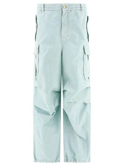 Shop Marni Cargo Trousers With Drape-detail In Blue
