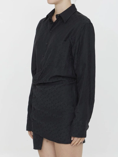 Shop Off-white Off Jacquard Shirt Dress In Black