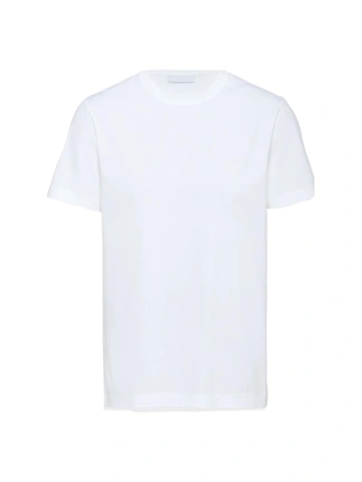 Shop Prada Stretch Cotton T-shirt In Bianco