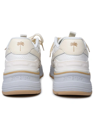 Shop Palm Angels 'pa 4' Cream Leather Blend Sneakers
