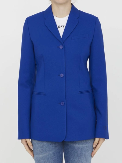 Shop Off-white Tech Drill Tailoring Jacket In Blue