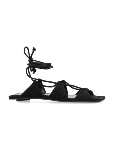Shop Attico The  Reneé Flat Sandals In Black