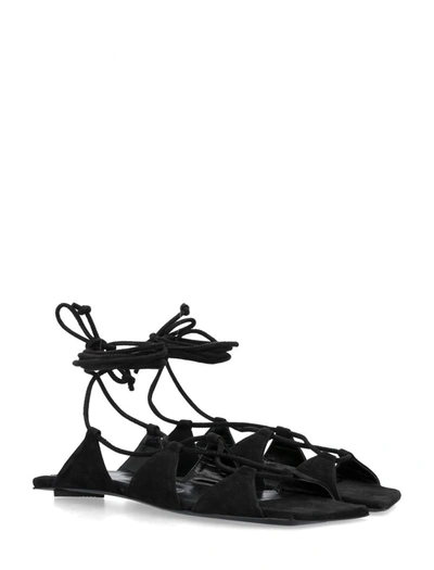 Shop Attico The  Reneé Flat Sandals In Black