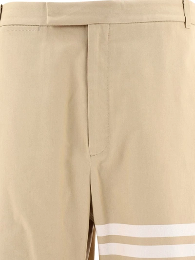 Shop Thom Browne "4-bar" Trousers In Beige