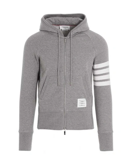 Shop Thom Browne '4 Bar' Hoodie In Gray