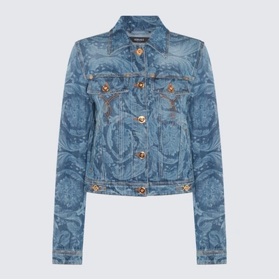Shop Versace Jackets In Medium Blue