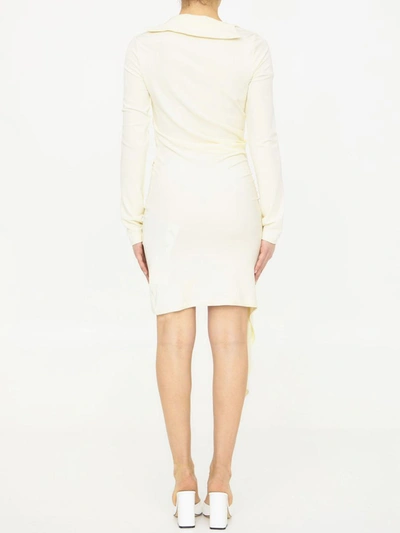 Shop Off-white Viscose Crêpe Draped Dress In White