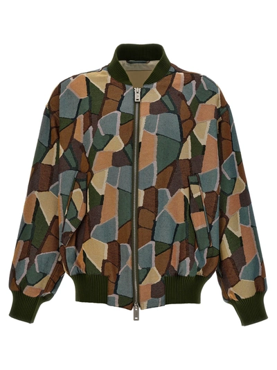 Shop Emporio Armani Fancy Printed Bomber Jacket Casual Jackets, Parka Multicolor