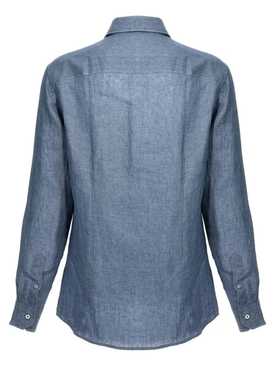 Shop Moorer Linen Shirt Shirt, Blouse Light Blue